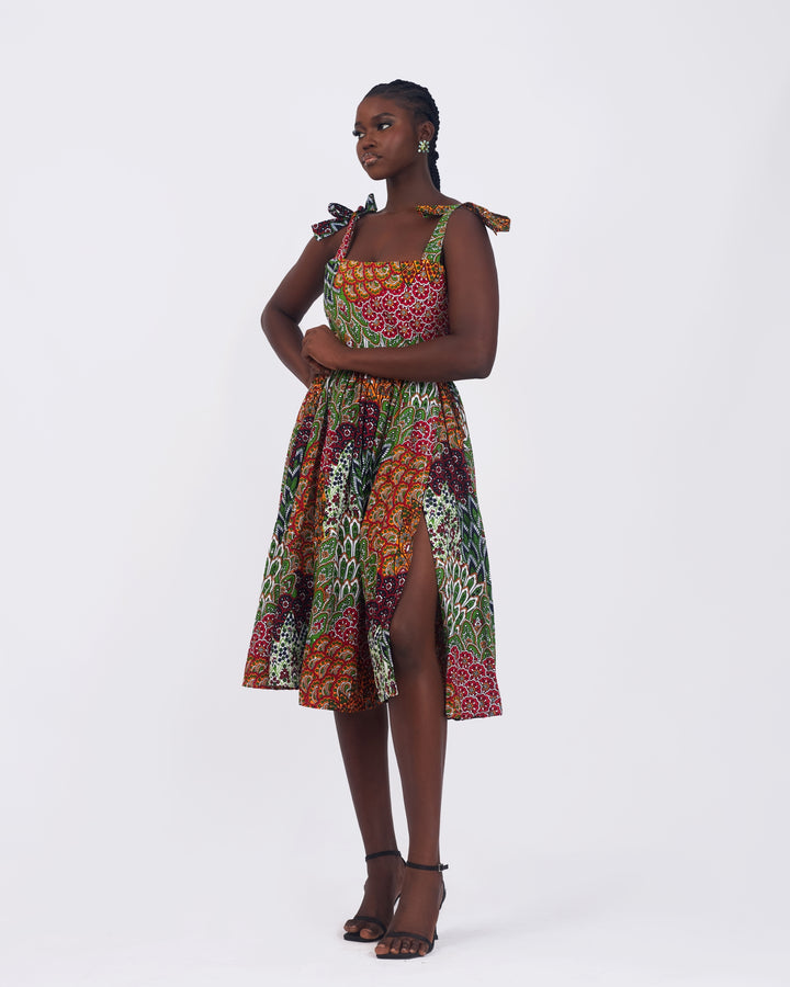 Nerose A Line Midi Dress with Box Pleats