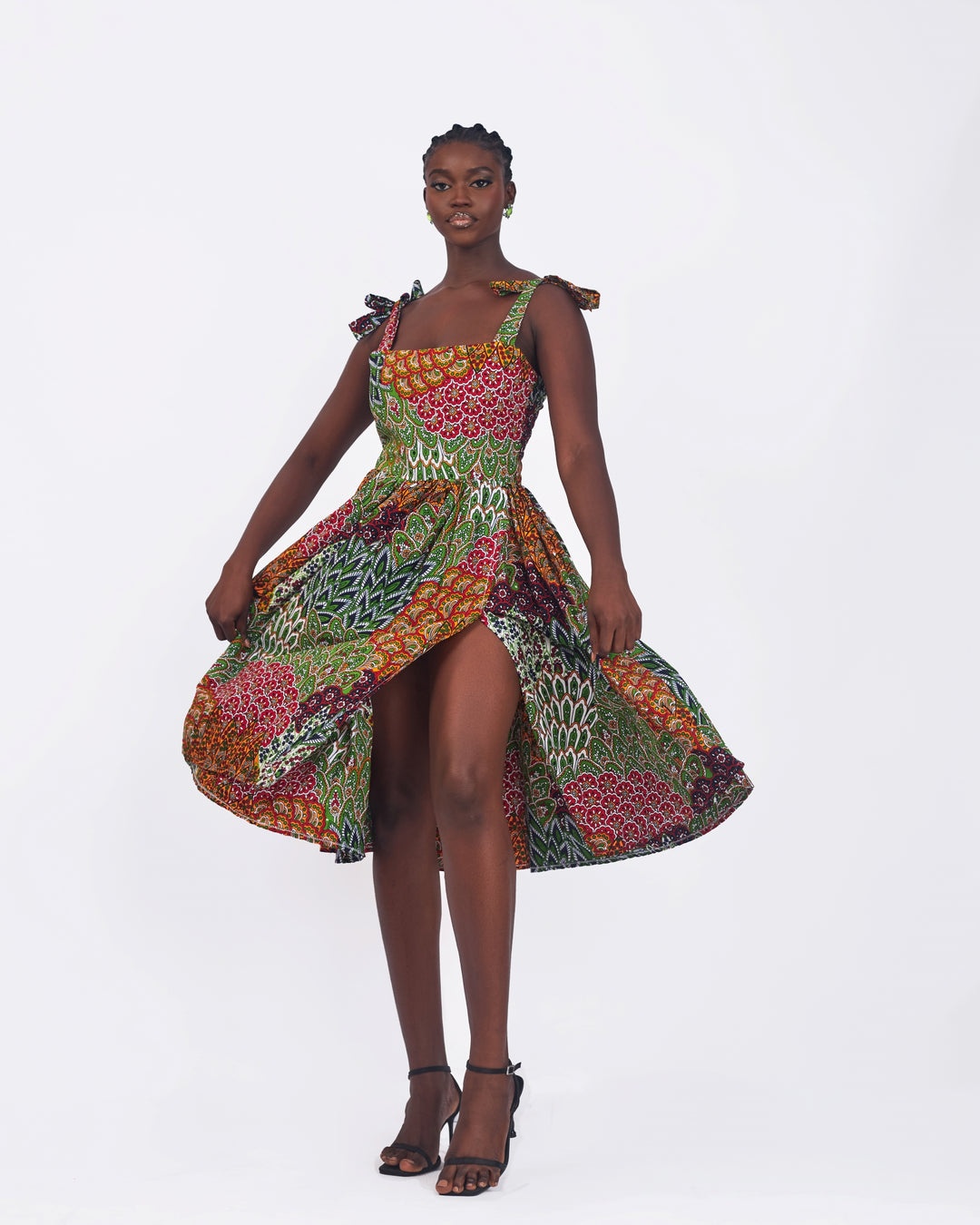 Nerose A Line Midi Dress with Box Pleats