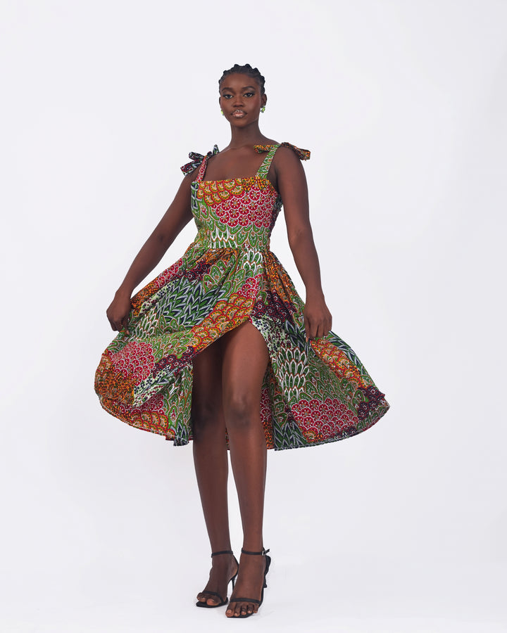 Nerose A Line Midi Dress with Box Pleats